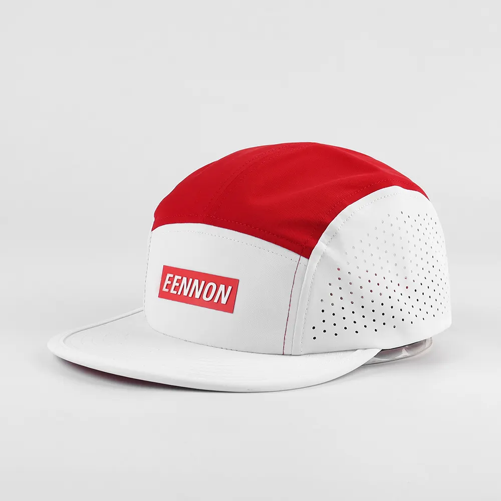 Wholesale Custom Polyester Fabric Running Camping Cap Hat Laser Drilling Snapback Hats Sports Waterproof Nylon Blank 5 Panel Cap