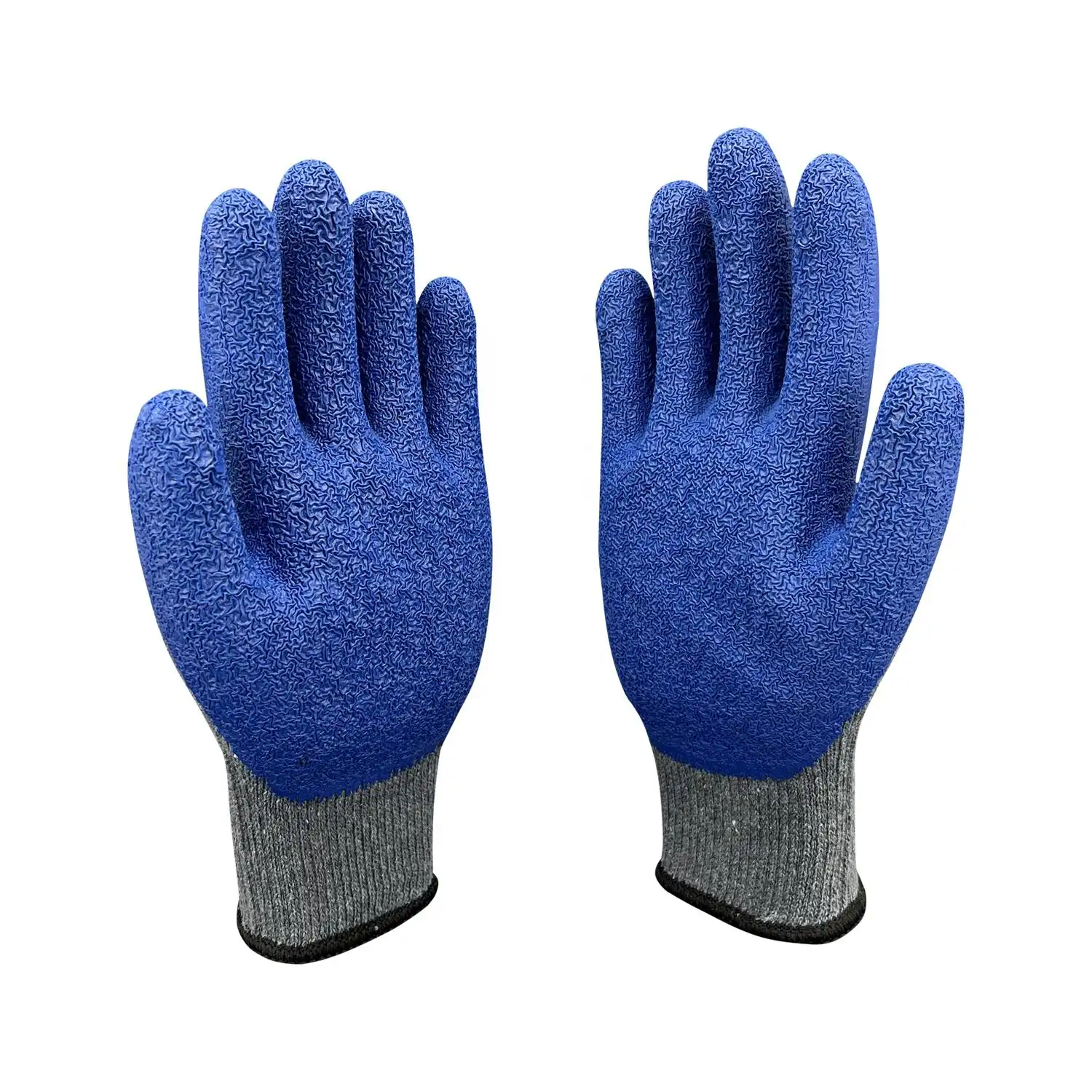 Crinkle Latex CVC Safety Gloves Vietnam Natural Rubber Palm Anti Slip Seamless Knit Polyester Elastic Knitted Wrist