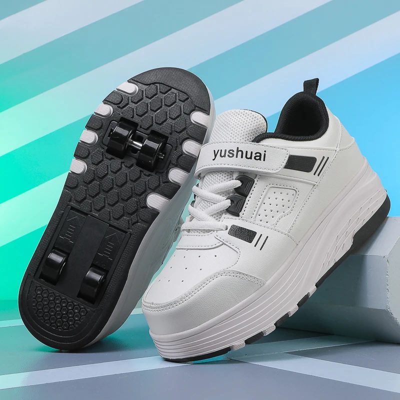 Manufacture's New Kids Straight Skate Shoes Popular Rollershoes for Boys Girls Outdoor Training Sneakers Adjustable Rubber Color