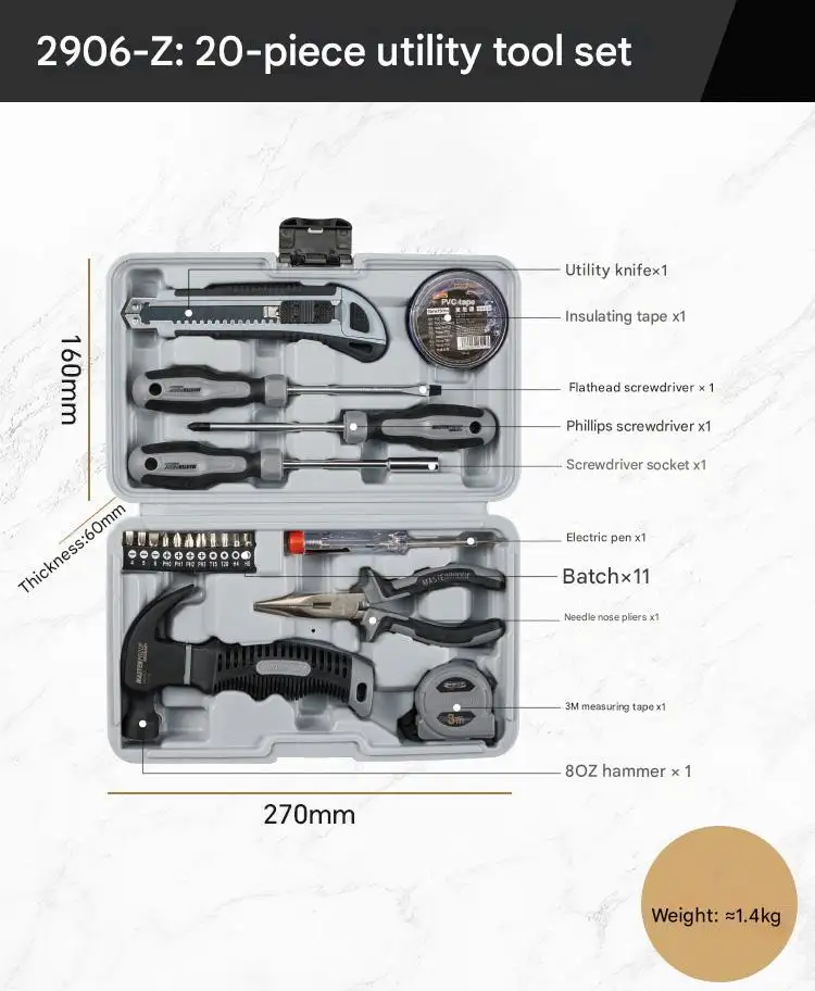 20-piece Utility Tool Set for Home Repairs