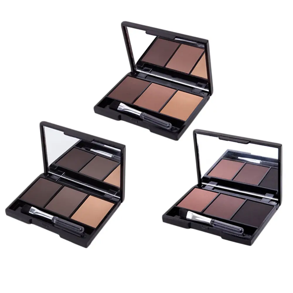 Waterproof Eyebrows Enhancer Cosmetic 3 Colors Eyebrow Powder Palette With Brush for Private Label