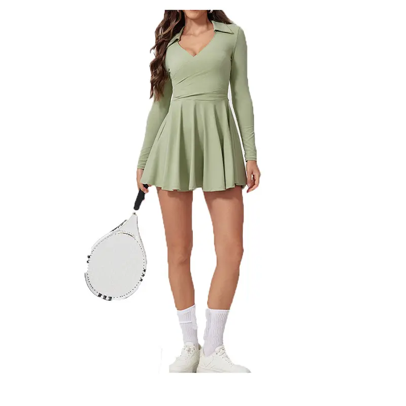 Custom Paddle Dress Built in Shorts Tennis Wear Sport Dress One Piece Polo A-line Quick Dry Pockets Tennis Dress for Women