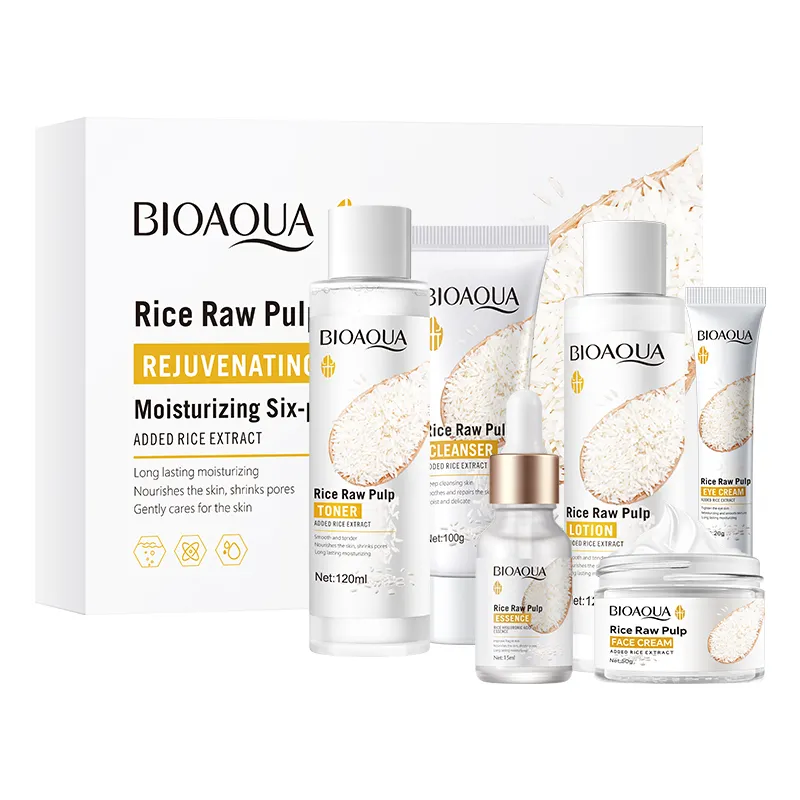 OEM Beauty Bioaqua Wholesale Rice NewSkin Care Set Six-pcs Moisture Firming Face Skin Set
