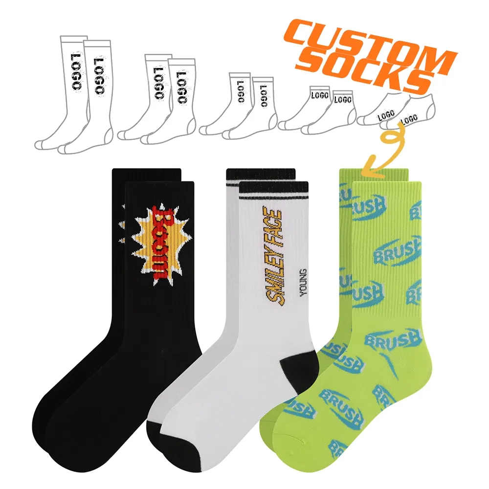 Unisex High Quality Athletic Basketball Running Calcetines Custom Sports Logo Knitted Bottom Body Cuff Wearable White Autumn