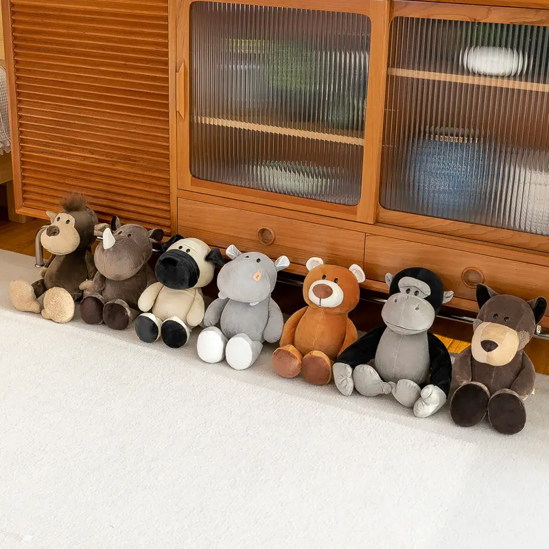 Jungle Animal Plush Toys Lion Giraffe Elephant Monkey Super Soft Stress Relief New Year Christmas Gift PP Cotton Filling Mesh