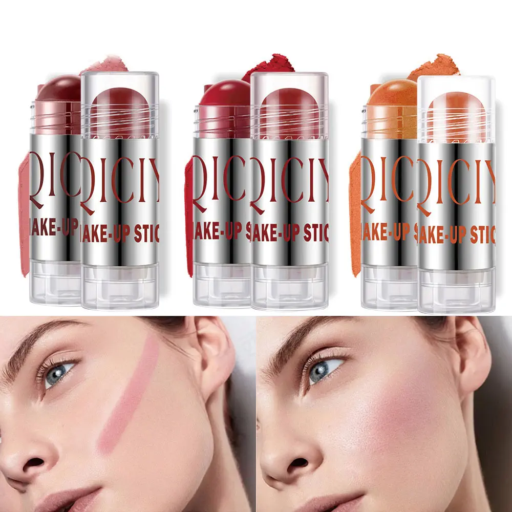 High Pigment Gel Blusher Stick Natural Matte Finish Face Makeup Repair Highlight Color Carmine Solid Wholesale Makeup Cosmetic