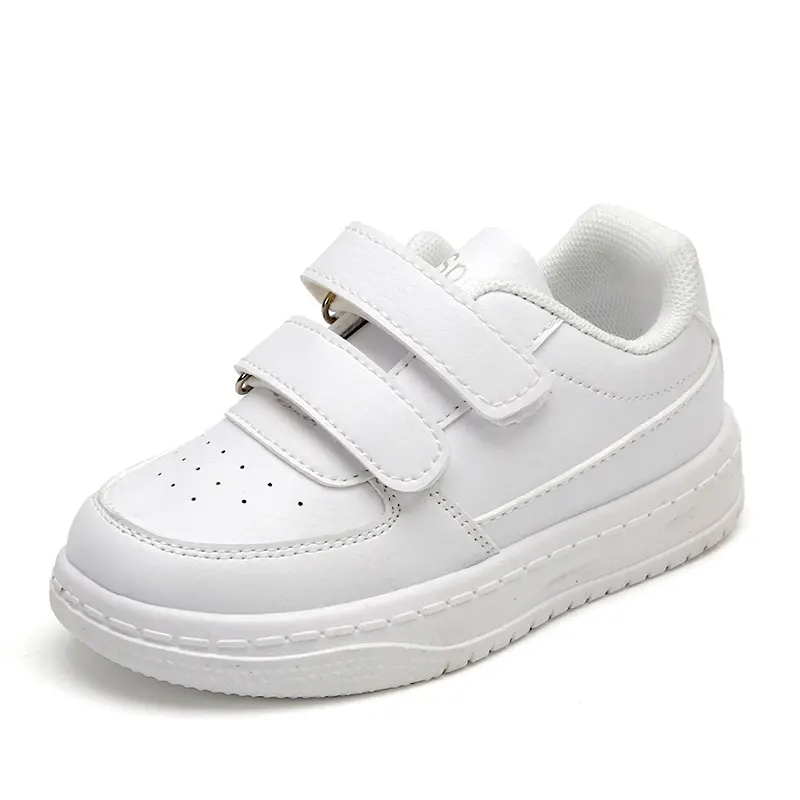 White Sneakers for Kids PU Sports Shoes Anti-slip Style Jogging Outdoor Children Walking Shoes