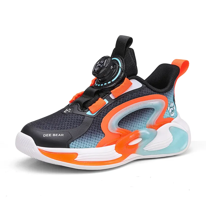 Custom Logo Children Sports Shoes Boys Light-weight Rotate Button Walking Style Casual Shoes Sneaker for Kids