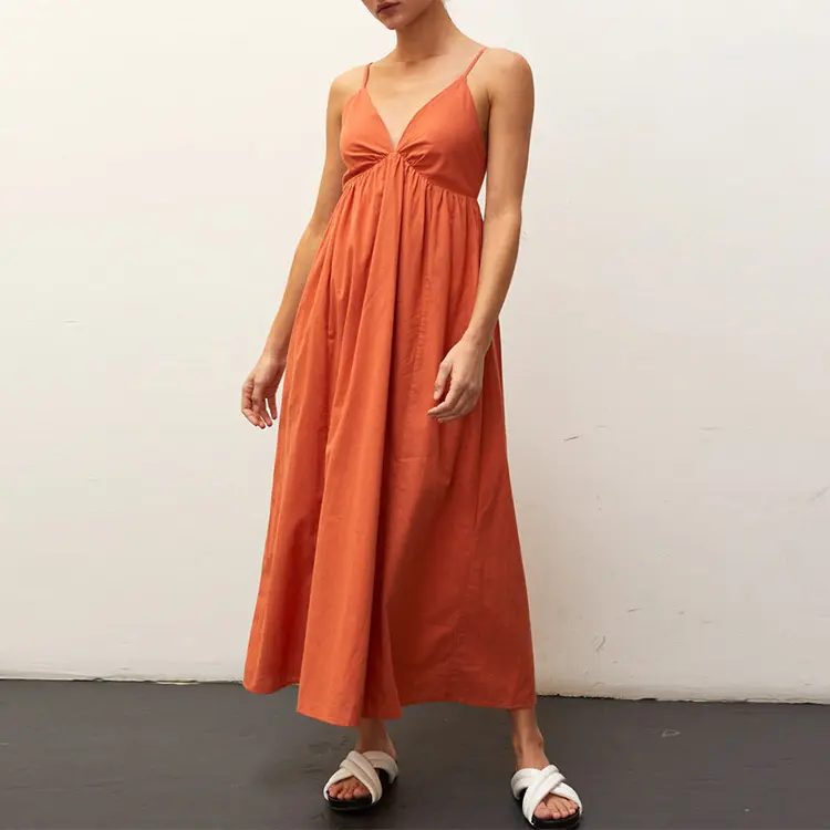 2023 New Fashion Lady Dress Cotton Poplin Long Dress Sleeveless Women Loose Casual Summer Dresses