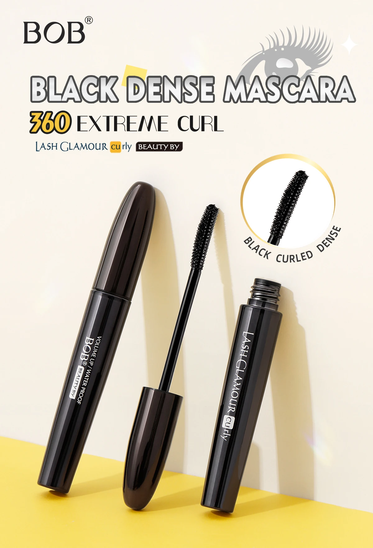 Black Tube Wholesale Cosmetic OEM Water Based Logo Mascara
