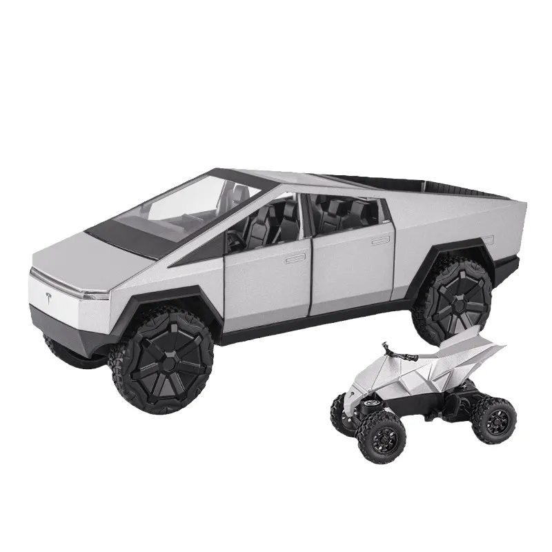 1:24 Cyberpunk Pickup Truck Model Alloy Simulation Sound and Light Pull Back Vehicle 1/24 Diecast Model Cars Toys