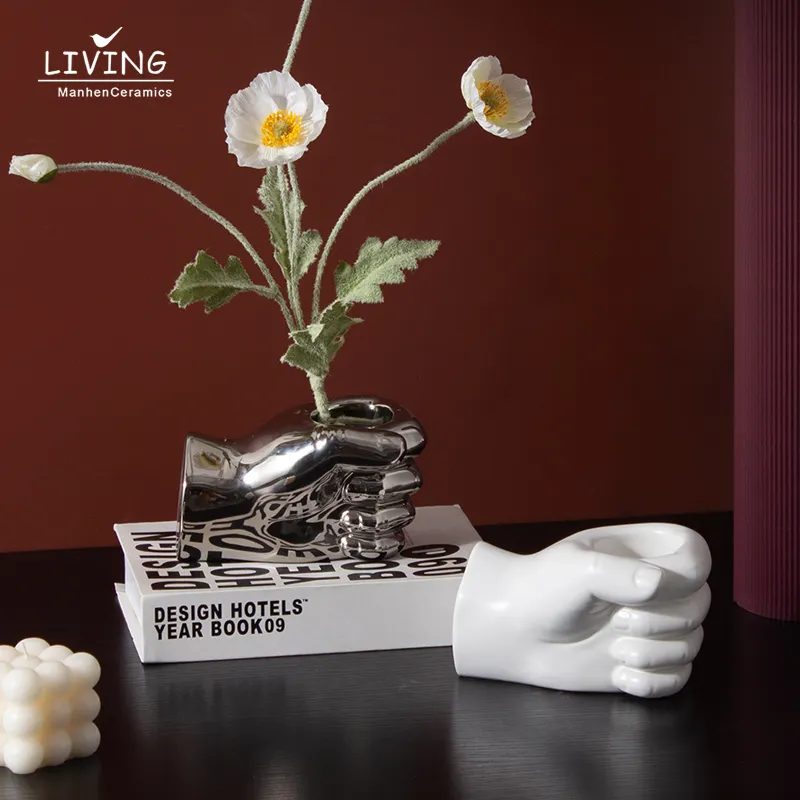 Creative Hand Shape Art Decoration Luxury Porcelain Ornaments Modern Ceramic Home Decorations