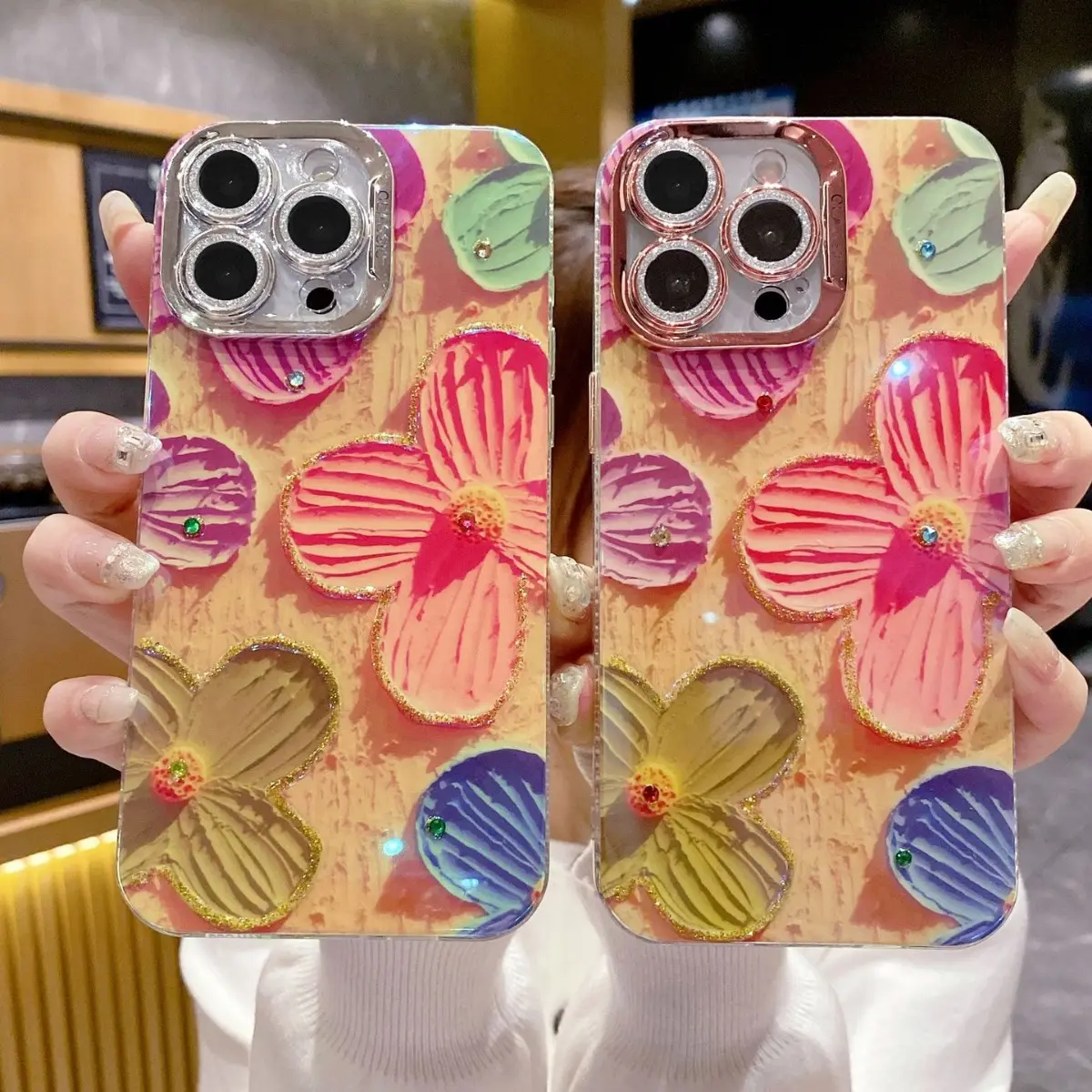 Luxury Flower Mobile Phone Accessories Cases Back Cover Phone Cover Mobile Phone Case for Iphone 14 15 16 Pro Max Case