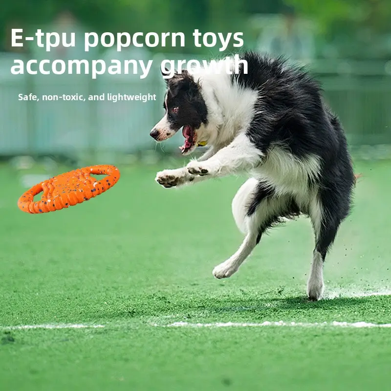 ETPU Popcorn Multi-Functional Pull Ring for Roller Combo Pet Dog Chew-Resistant Dirt-Resistant Teething Interactive Toy