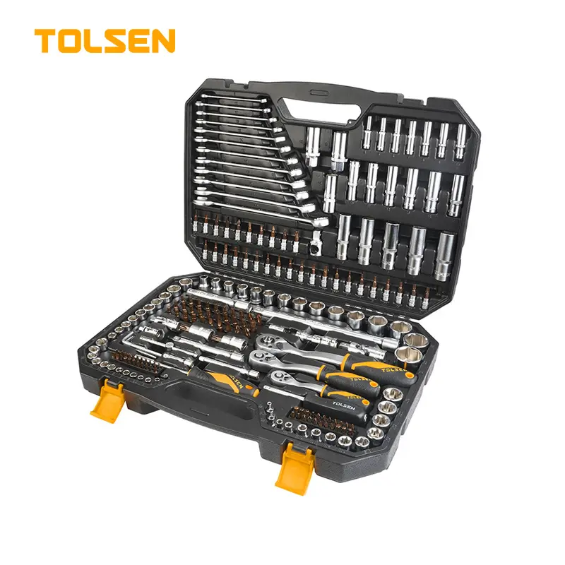 TOLSEN Professional 216Pcs Repair Tools Box Case Combo Package Wrench Socket Tool Sets