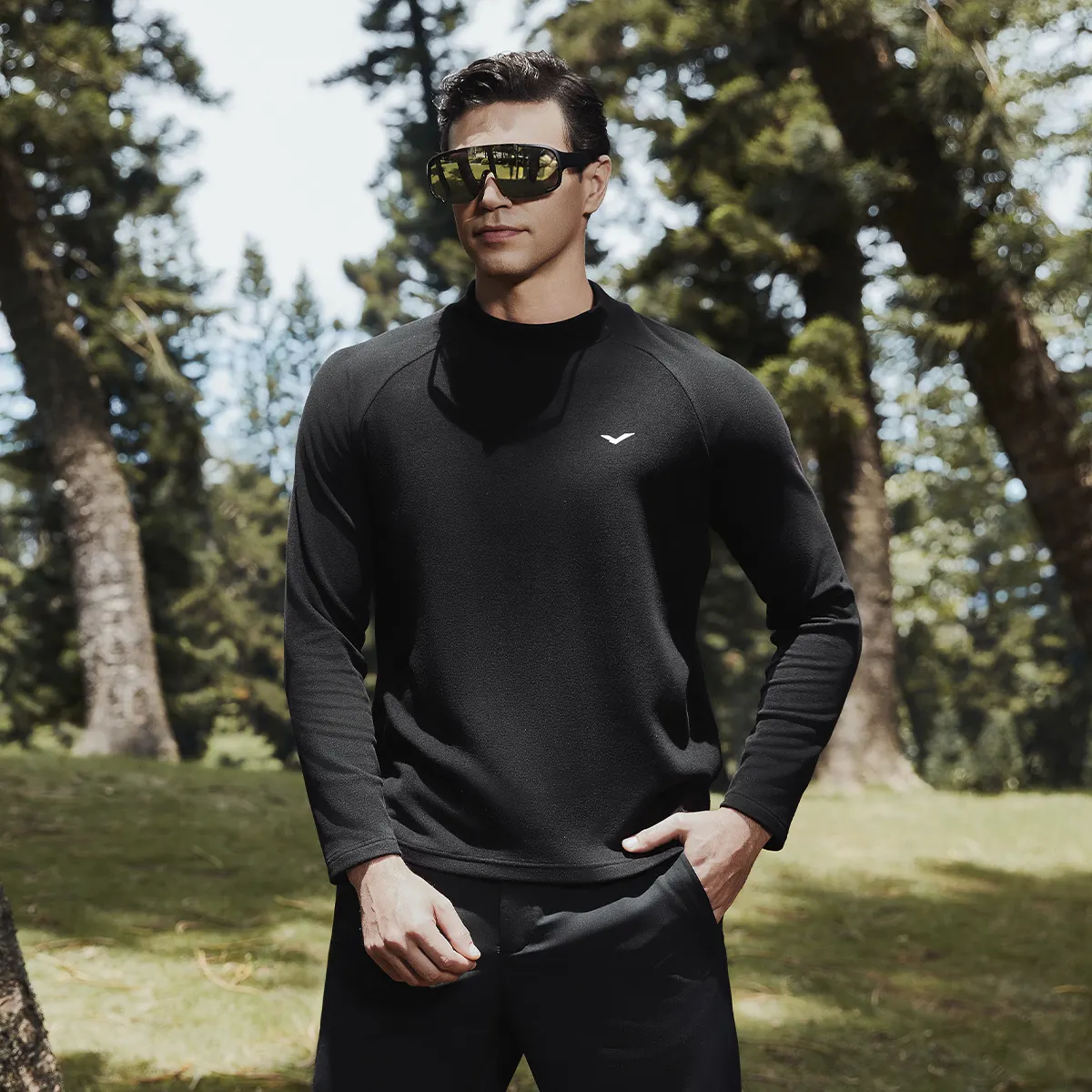 Men's Custom Slim Long Sleeve Stretch Warm Sports Clothes Customizable Athletic Sport Gym Winter Golf Bottoming Shirts Knitted