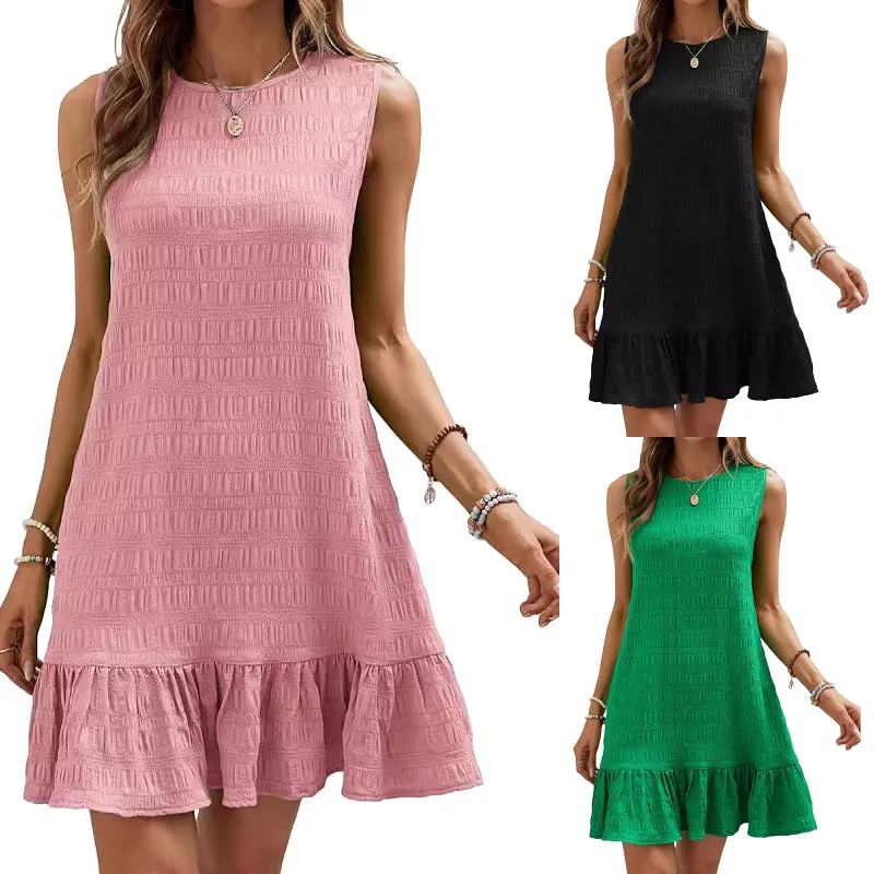 Women's Elegant Temperament Dress Casual Summer Women's Fashionable Sleeveless Round Neck Dress