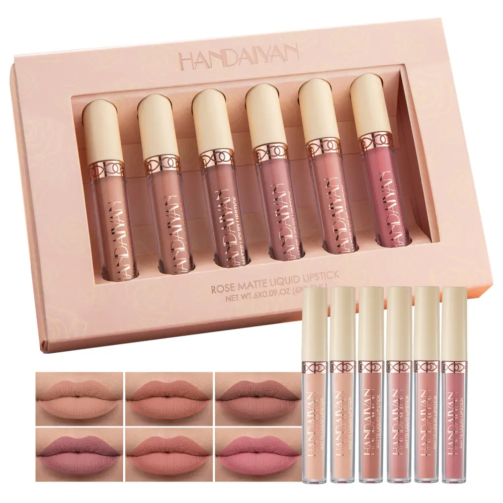 6pcs/set Lipstick Matte Non-stick Cup Lip Gloss Set Matte Lasting Lip Glaze Waterproof Lip Makeup Cosmetics