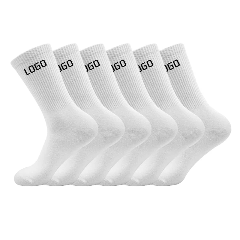 Custom Logo Breathable Cotton Men's Women's Sports Socks Sweat-Absorbent Flat Crew for Basketball Athletic Sports-for Autumn