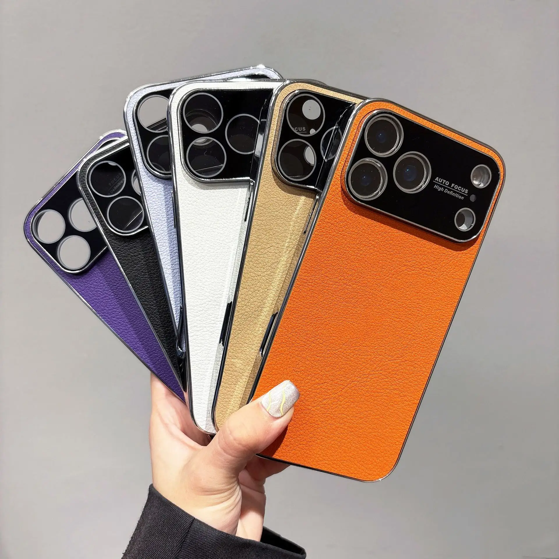 Shockproof Lychee Pattern Mobile Phone Case for iPhone 17 16 Pro Max Luxury Cell Phone Cover Cases