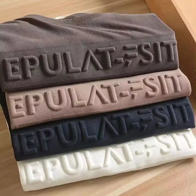 Loose Fit Men's Premium Organic Cotton Tshirts with Embossed Logo Soft Breathable Fabric for Casual Business Wear Men T-shirt