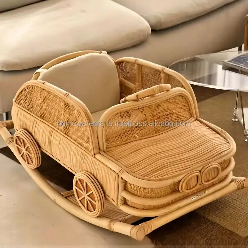 Handmade Rattan Car Toy Wholesale Decorative Eco Friendly Natural Baby Toy Lightweight Sustainable from Vietnam