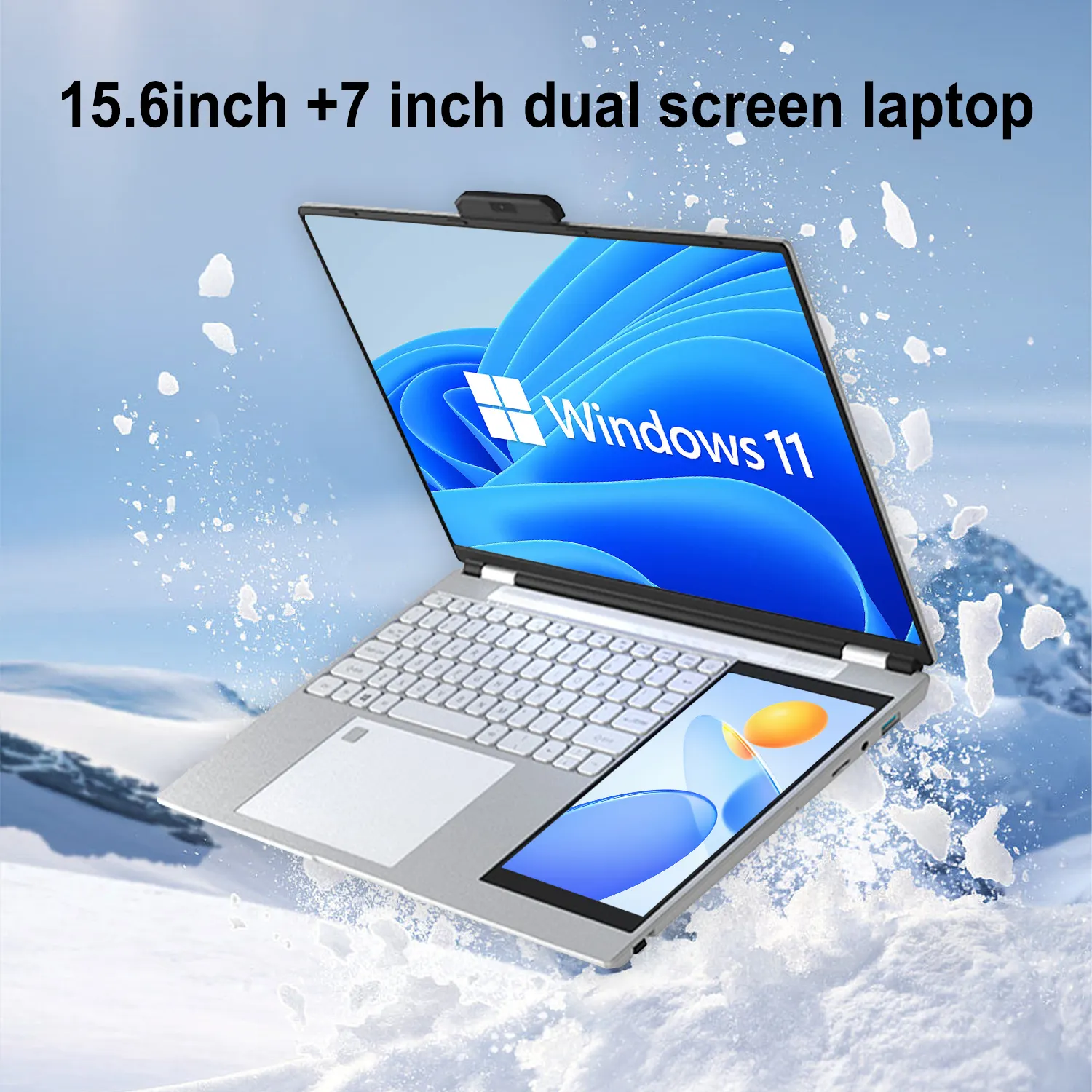 New 15.6inch 2-in-1 Dual Screen Laptop Intel N150 Windows11 DDR4 32GB SSD 1TB Wireless Fingerprint Unlock RGB Backlit English
