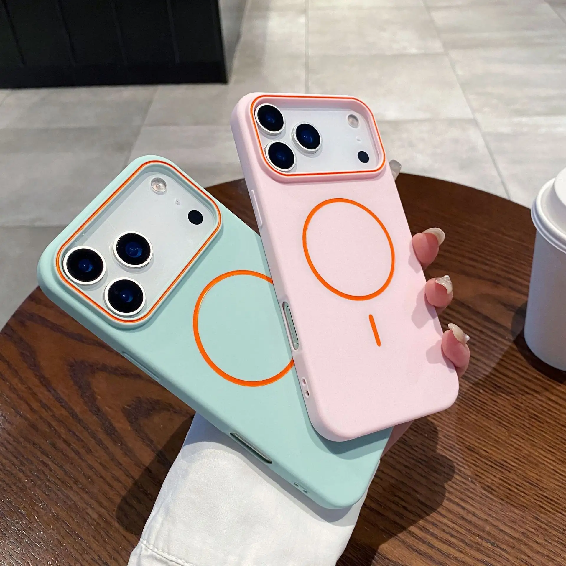 Shockproof Hard PC Back Cover Luxury Design Magnetic Phone Case for IPhone 17 16 15 14 13 Pro Max Solid Color Skin Friendly