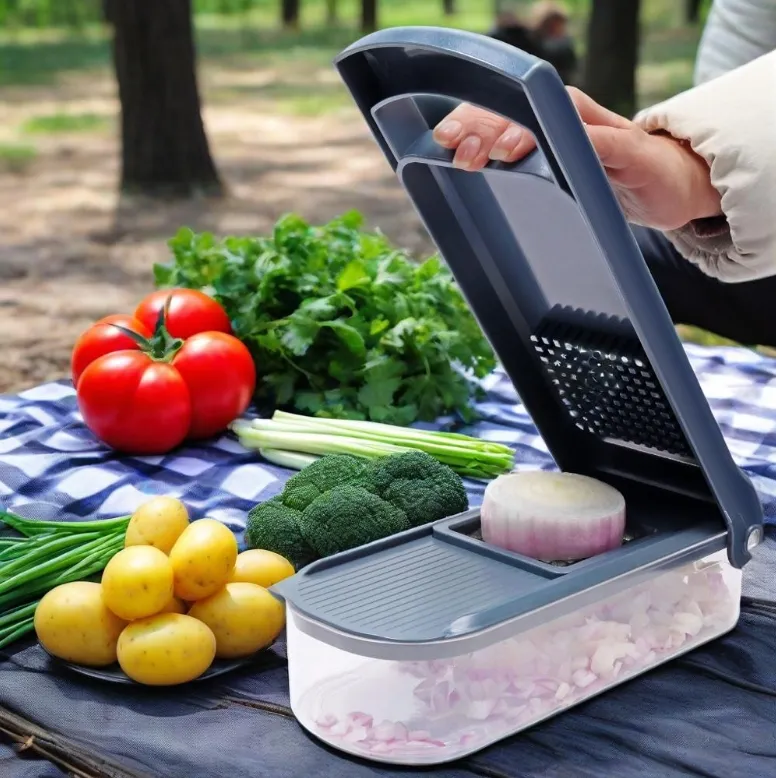 Kitchen Tool 6 in 1 Multifunctional Plastic Mandoline Slicer Manual Vegetable Chopper Cutter Stainless Steel Blade Sustainable