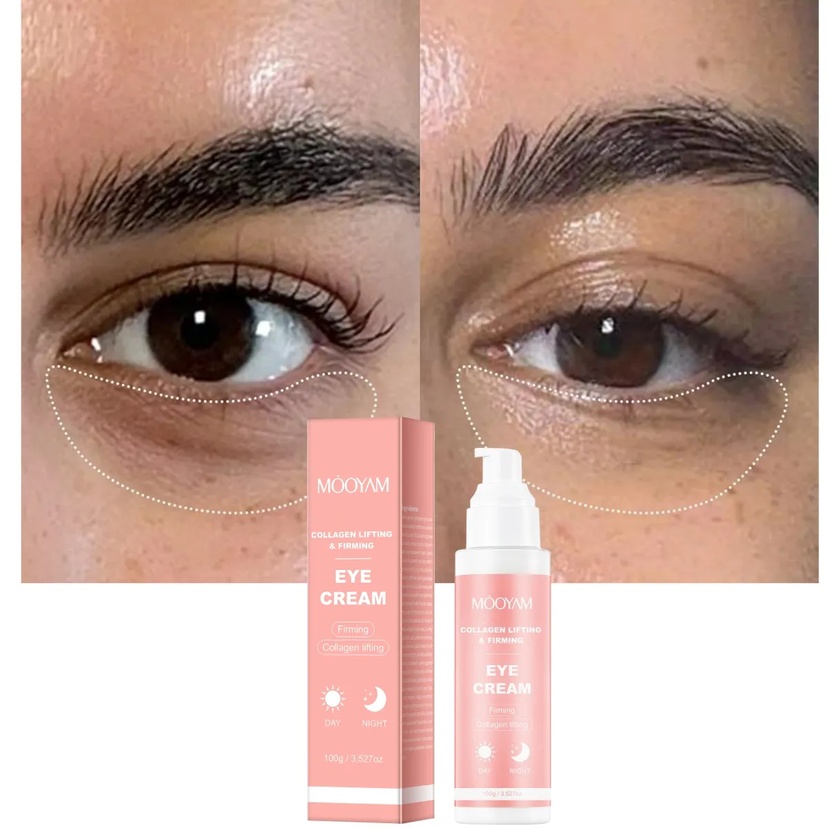 Collagen Lifting & Firming Eye Cream OEM Reduce Wrinkles Fine Lines Dark Circles Removal Anti-aging 100g MOOYAM Eye Cream