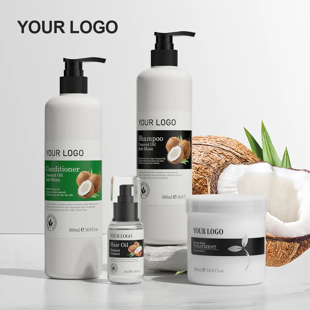 Custom Private Label Natural Moisturizing Hair Care Sets Coconut Oil Shampoo and Conditioner Products Hair Care Kit