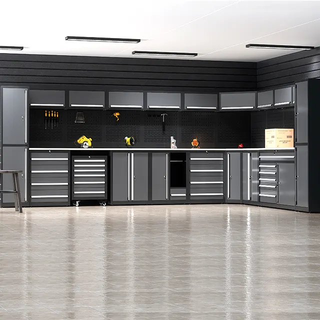 JZD Factory Workshop Cabinet Metal Garage Corner Solution Storage Steel Workbench With Drawers Tool Cabinet