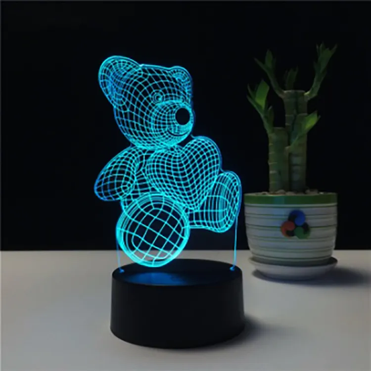 New LED Custom Photo Creative 3D Illusion Anime Acrylic Table Desk Lamps Base Kid's Home Decor Night Lights