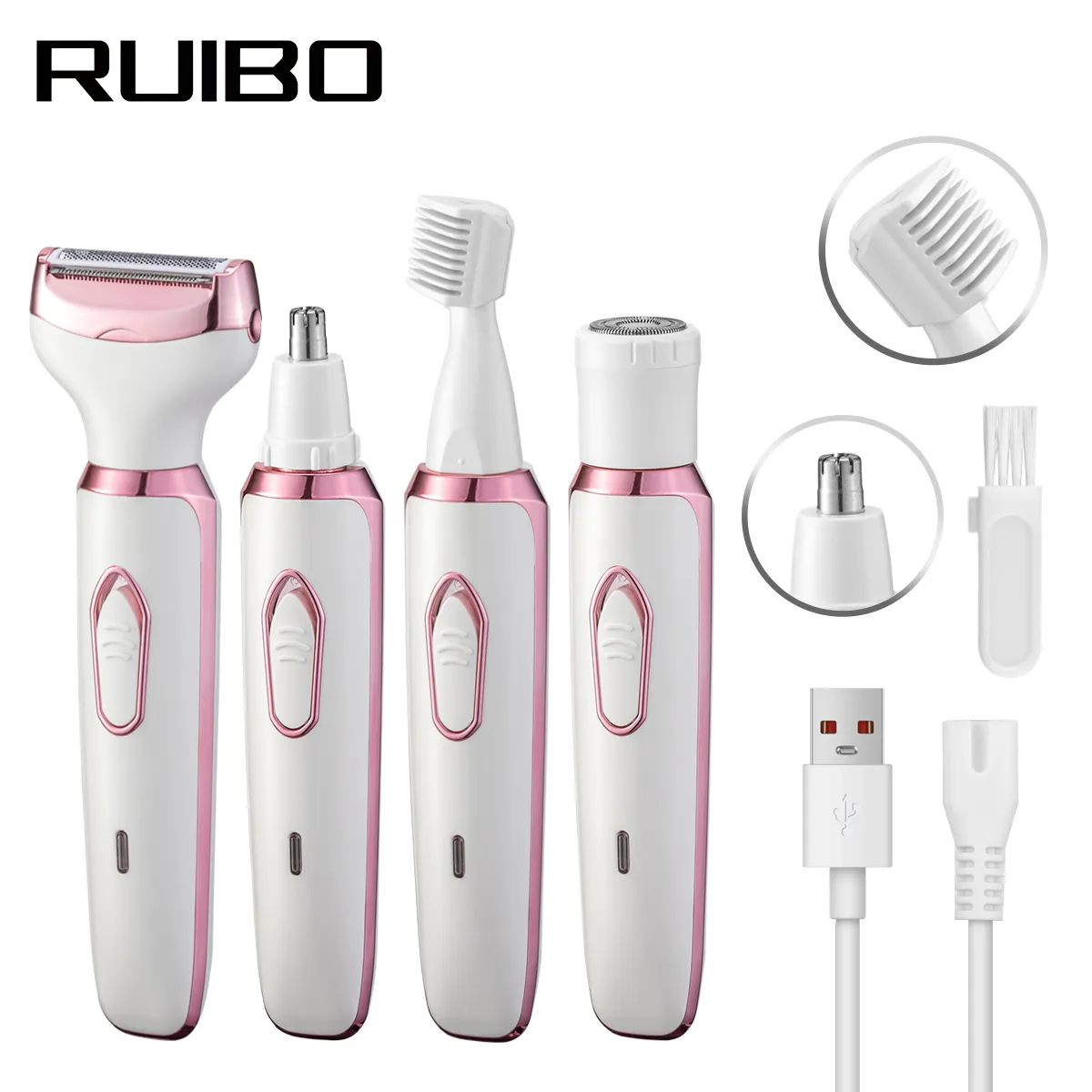 Electric Bikini Trimmer for Women Cordless Rechargeable 4 in 1 Women Razor Portable Hair Removal for Face Arm Public Trimmer