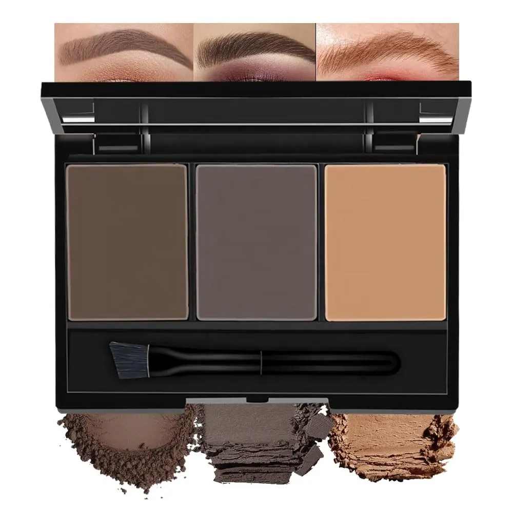 Customized Long Wear Eyebrow Powder Three Colors Eyebrow Palette Beauty Professional Eyes Powder Palette Makeup Eye Brows Filler