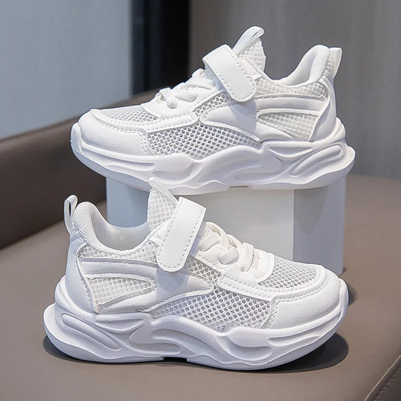 Cost-Effective Summer Kids' Sports Shoes for Unisex Student Wear with Breathable White Shoes Versatile Soft-Sole Dad Shoes