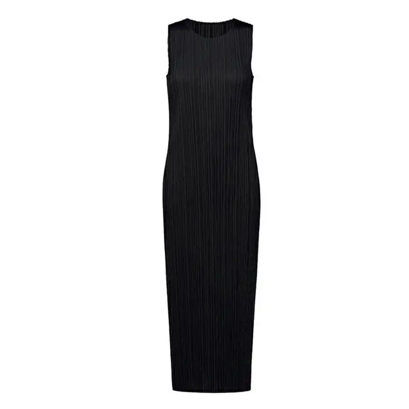 Dress Women 2024 Spring Summer Temperament Straight O Neck Sleeveless Dress