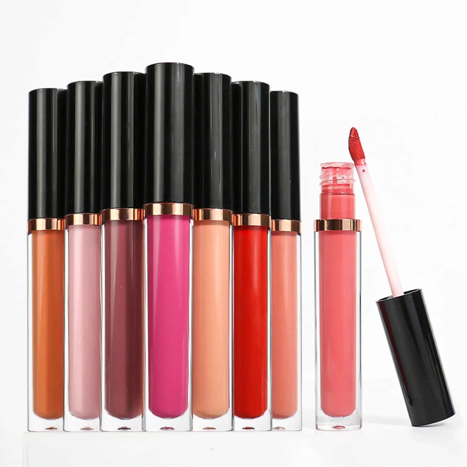 OEM Factory Wholesale 24 Colors Glossy Shimmer Lip Gloss Private Label Waterproof Natural Non-Sticky Cup Matte Liquid Lipstick