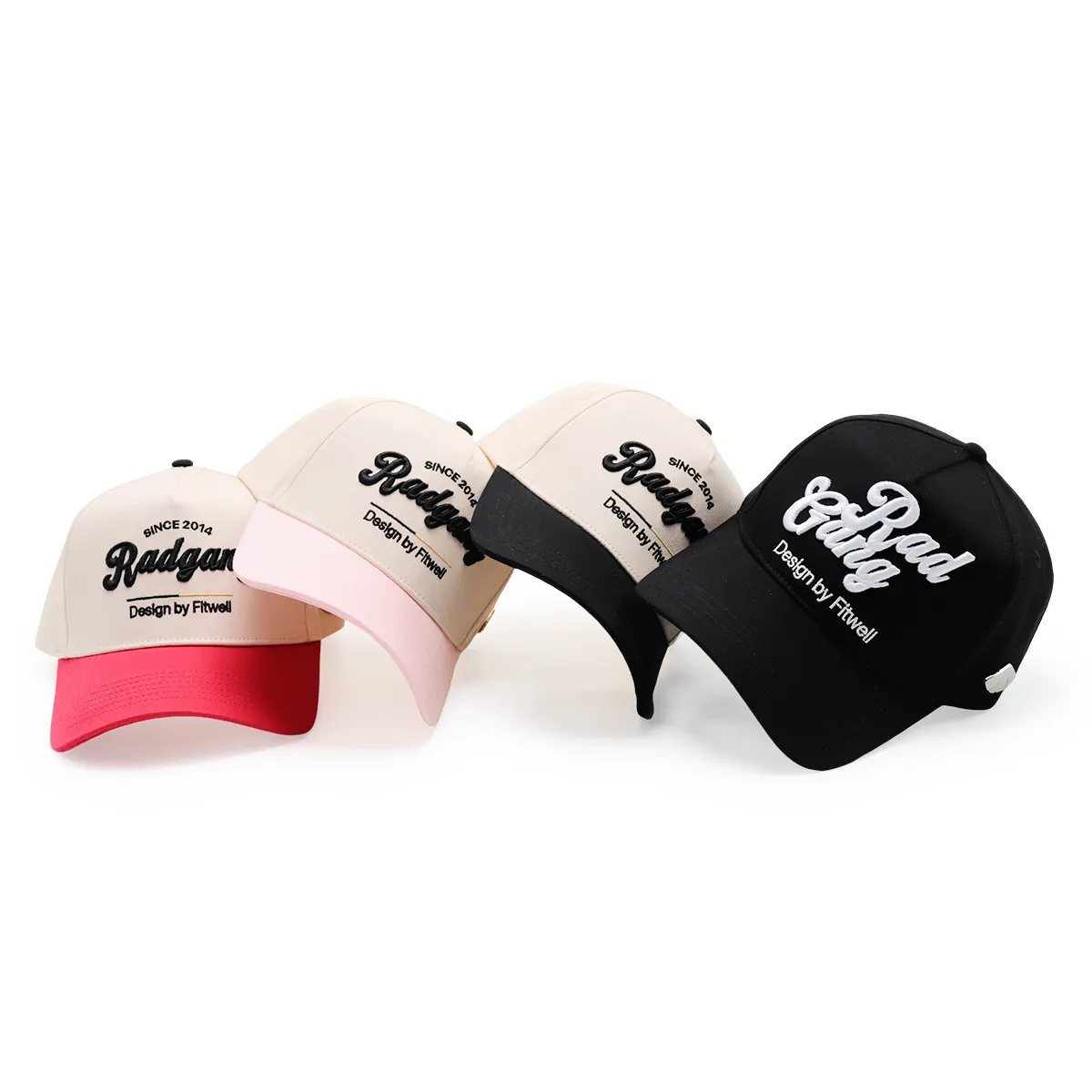 Two-tone 100% Cotton 5 Panel Baseball Caps Customize Sports Hats and Caps 3D Embroidery Logo Cap for Man
