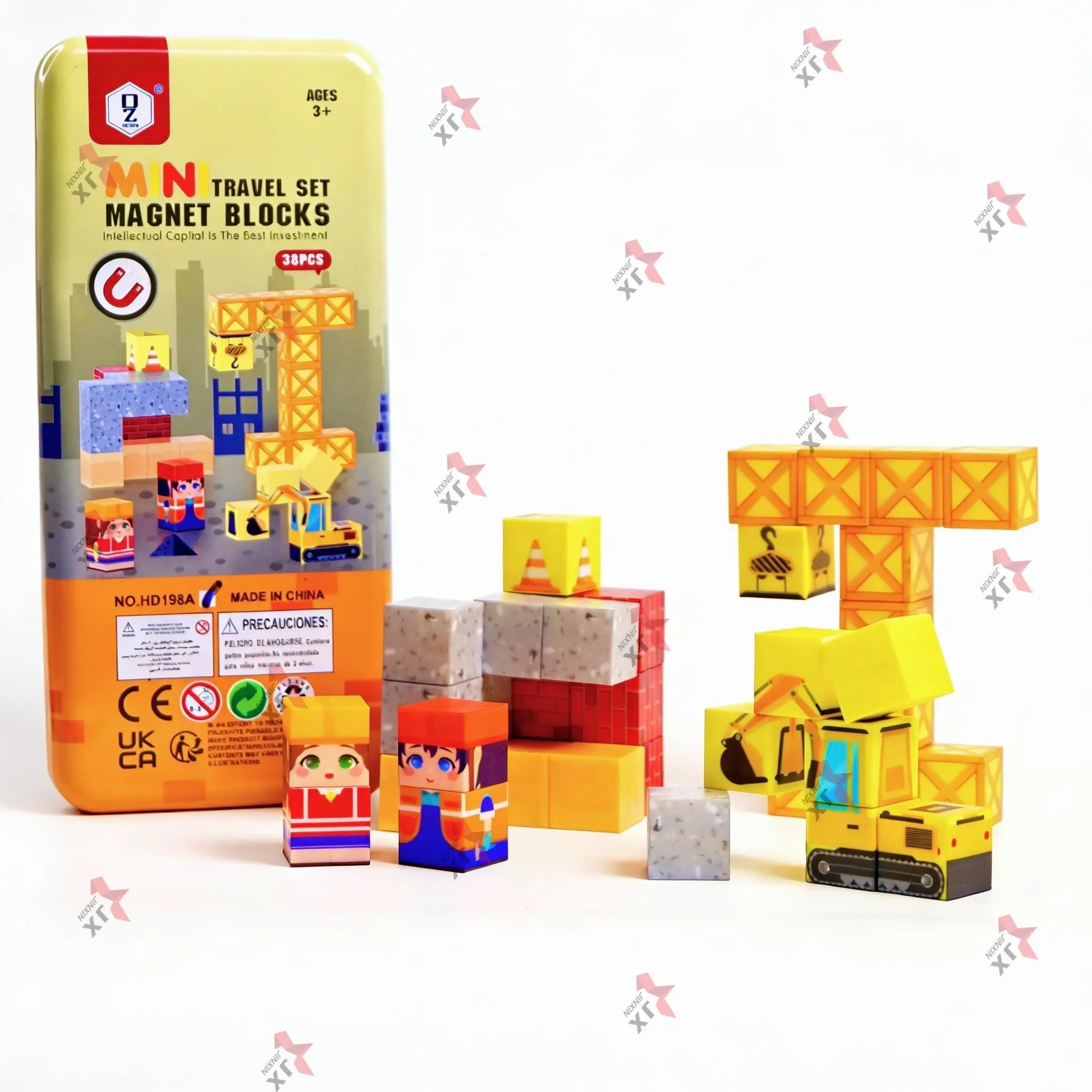 2026 Trend Travel Magnetic Cube Set Toys Children 38 Pcs Construction Mini Magnetic Building Blocks with Portable Tin Box