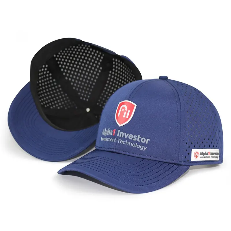Unisex Breathable Waterproof Sport Performance Polyester Laser Cut Hole Perforated Golf Hat Custom Baseball Cap