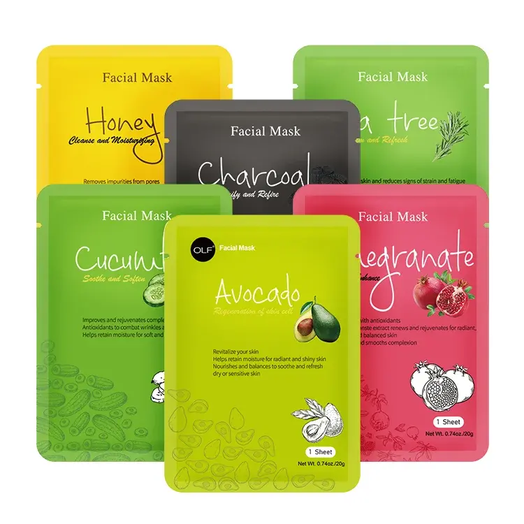 OEM Manufacture China Customized Organic Natural Fruit Beauty Full Facial Care Hydrate Moisturizing Lifting Sheet Face Mask