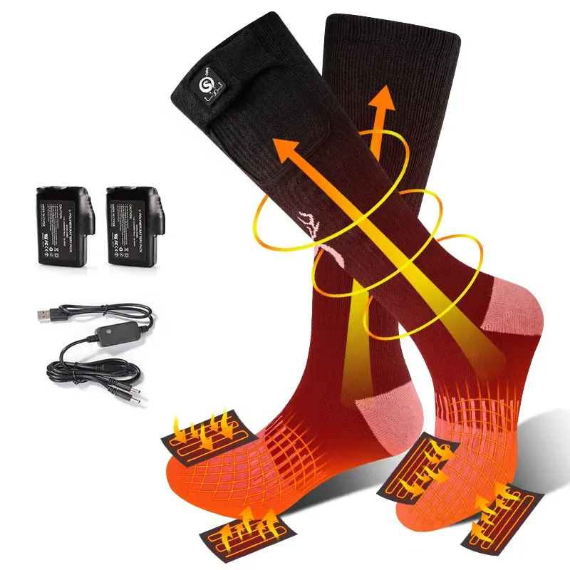 Wholesale Winter Outdoor Ski Sports Coolmax Knitted Anti-slip Thermal Wireless Remote Control Battery Foot Warm Heated Socks