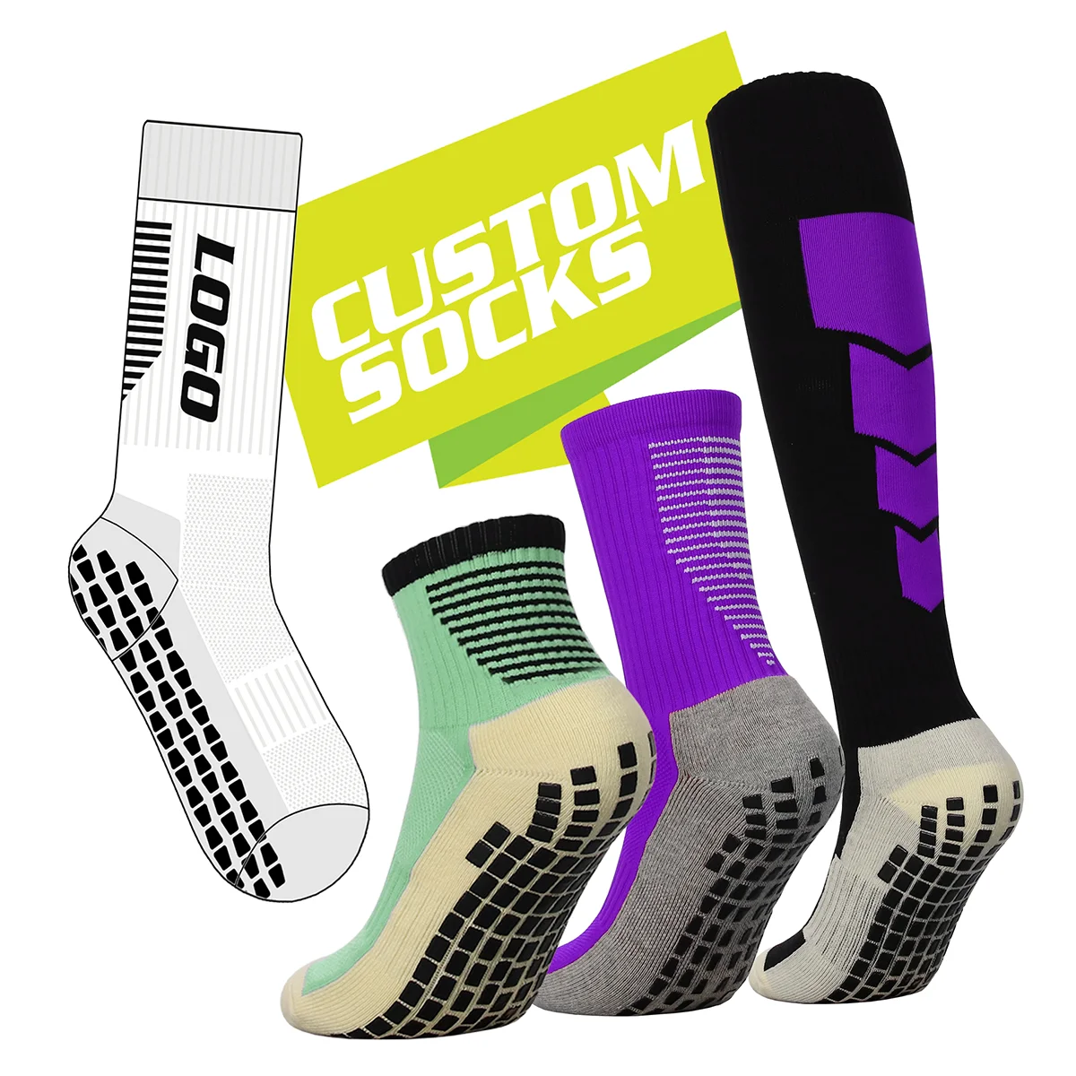 Breathable Athletic Custom Logo Soccer Grip Sock Non Slip Anti-slip Mid Calf Football Socks With Custom Logo
