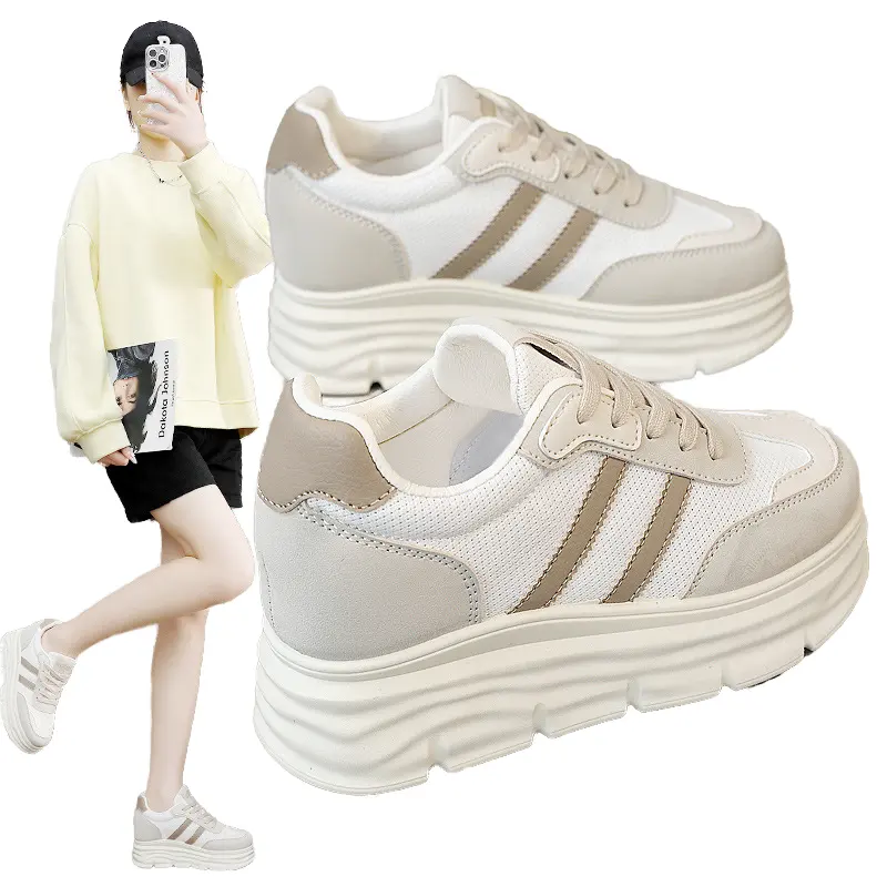 Factory Wholesale Thick-soled Inner Heightening Breathable Sports Shoes Shoes Running