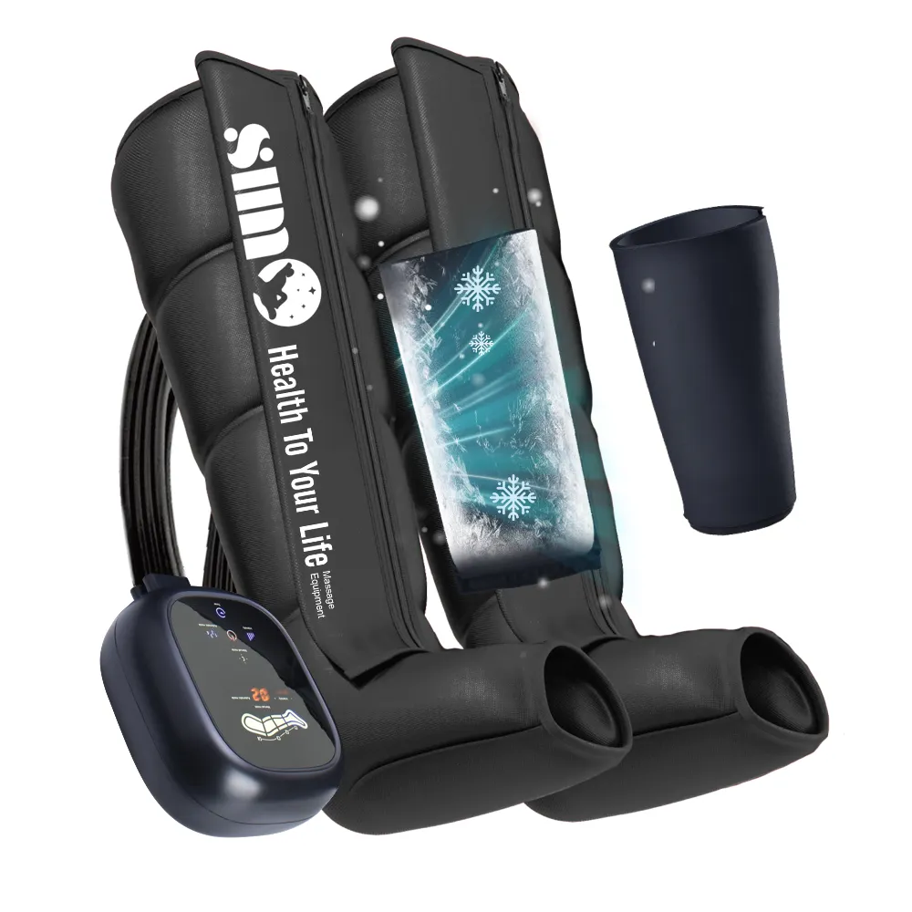 12 Chamber Air Compression Boots 360 Degree Foot Air Pressure Ice Therapy Leg and Calf 4 Chamber Boots Massage