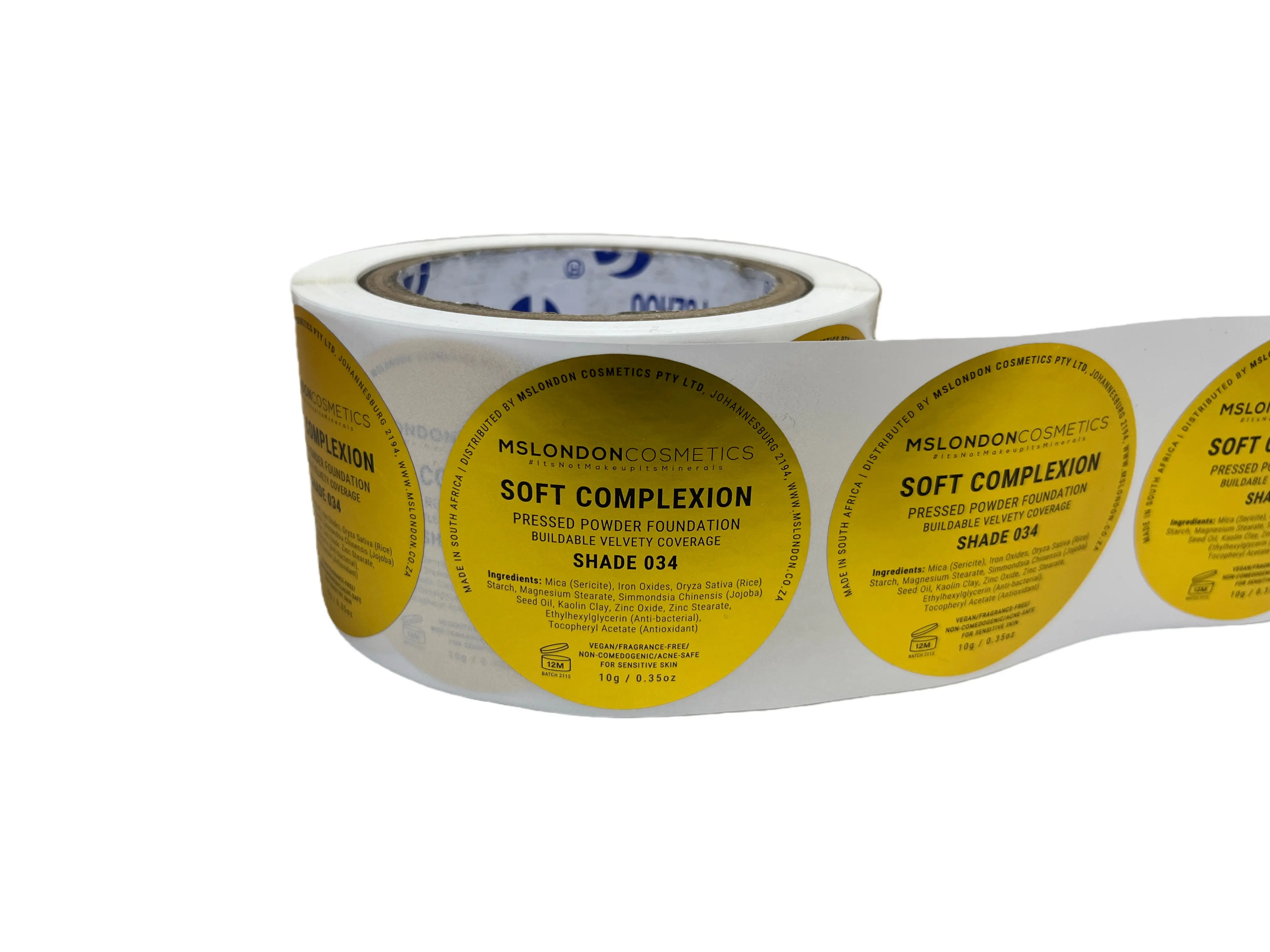 Factory Price Shenzhen PET Cosmetic Label Adhesive Sticker Waterproof Oil Proof UV Resistant Powder Foundation Custom Color Fast