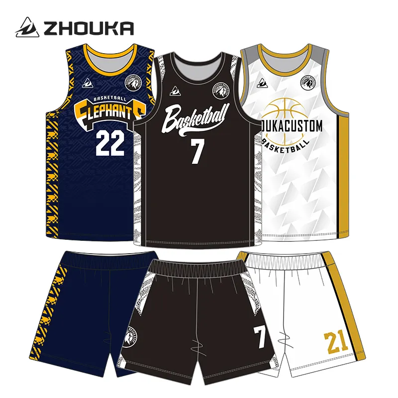 Custom Top Quality Sublimation Print Reversible Basketball Jersey Set Free Design Quick Dry Breathable Basketball Uniforms Shirt