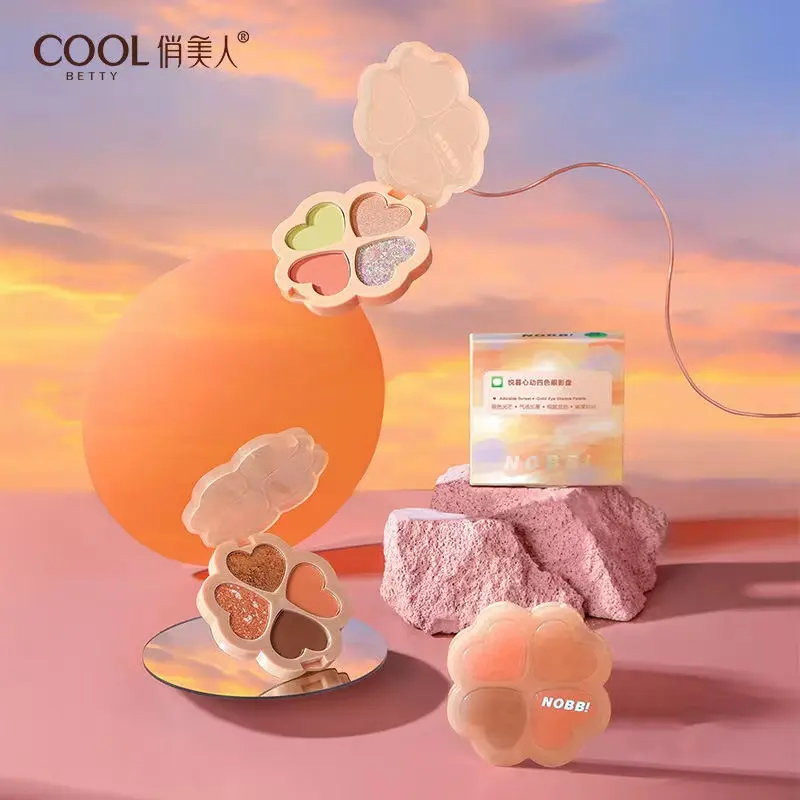 Wholesale Hot Selling Cute Cosmetics Eyeshadow Bronzing Powder Blush and Highlight 4 in 1 Make up Mixing Palette Eye Shadow