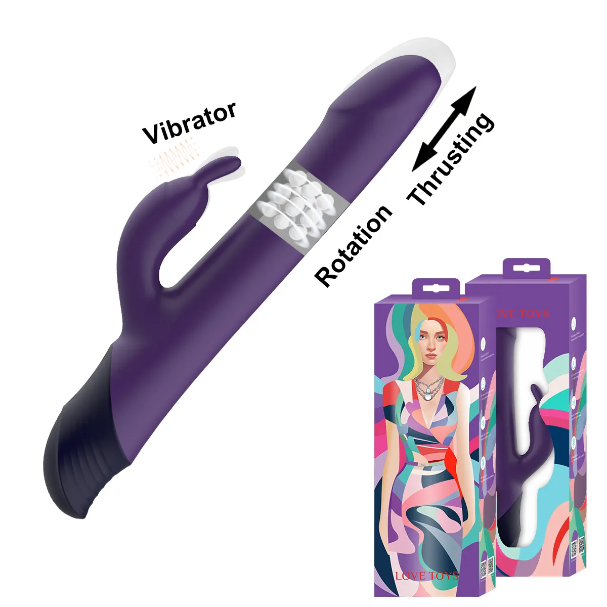 Odeco 3 in 1 Sex Products Dual Motor Vagina Penis Dildo Massage Thrusting Rotation Rabbit Vibrator Sex Toy Women